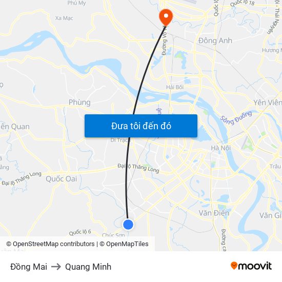 Đồng Mai to Quang Minh map