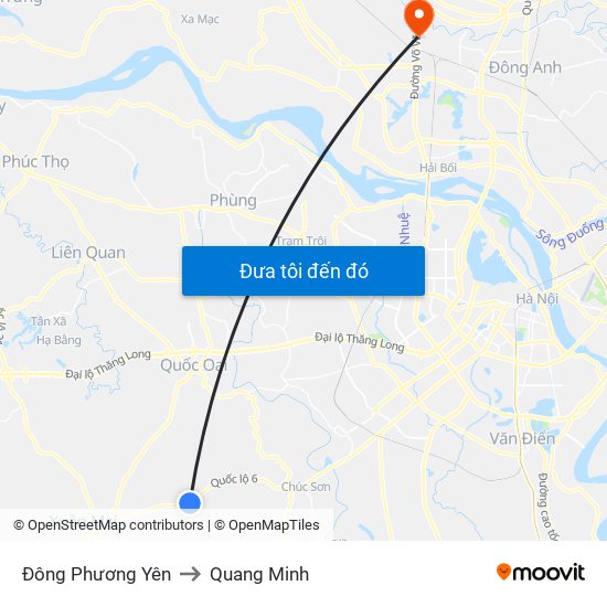 Đông Phương Yên to Quang Minh map