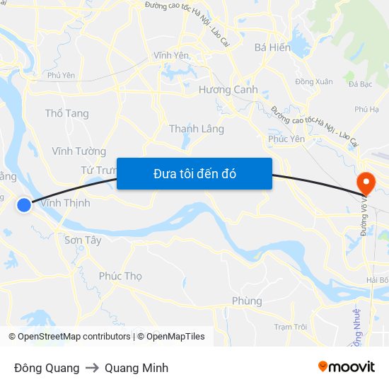 Đông Quang to Quang Minh map