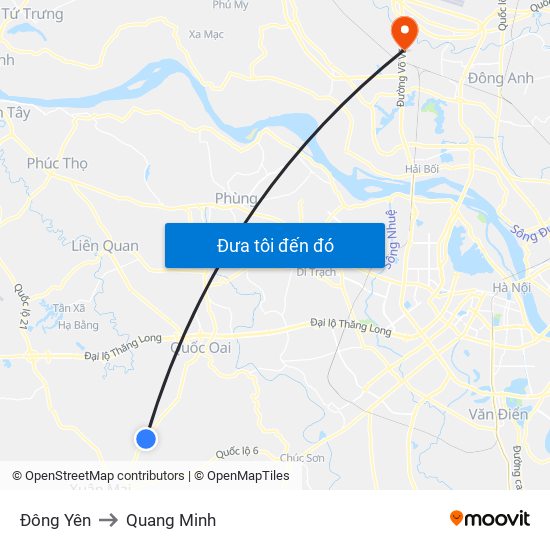 Đông Yên to Quang Minh map