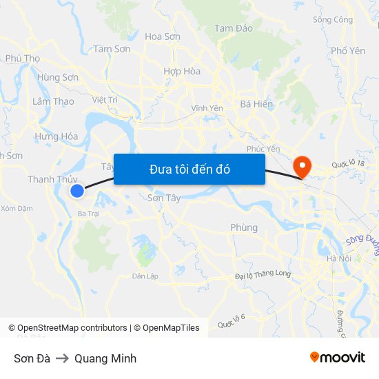 Sơn Đà to Quang Minh map