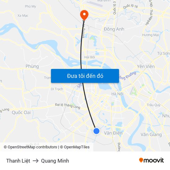 Thanh Liệt to Quang Minh map