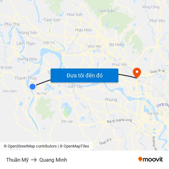 Thuần Mỹ to Quang Minh map