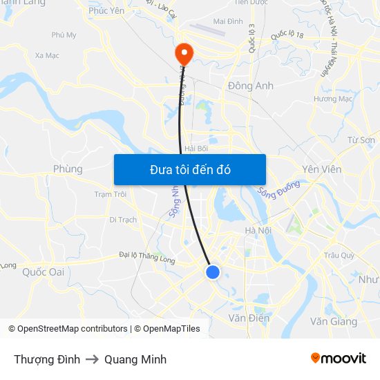 Thượng Đình to Quang Minh map