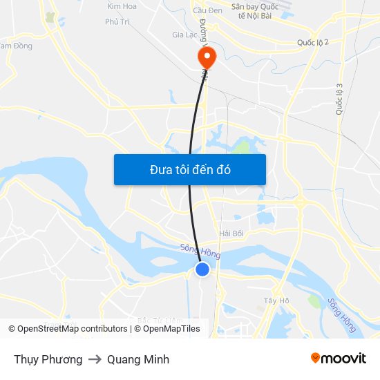 Thụy Phương to Quang Minh map