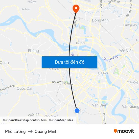 Phú Lương to Quang Minh map