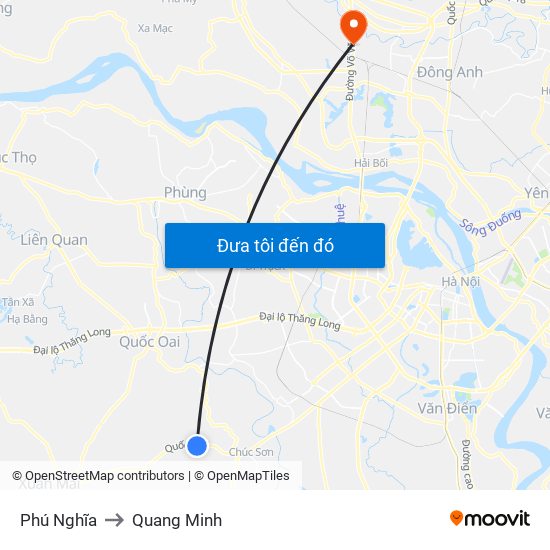 Phú Nghĩa to Quang Minh map