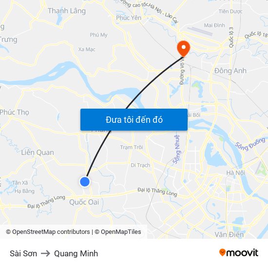 Sài Sơn to Quang Minh map