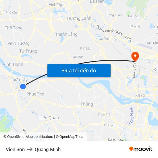 Viên Sơn to Quang Minh map
