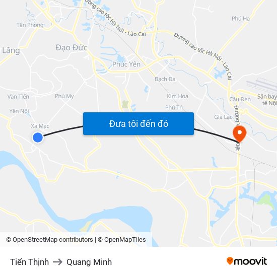 Tiến Thịnh to Quang Minh map
