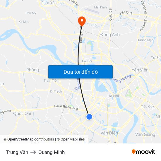 Trung Văn to Quang Minh map