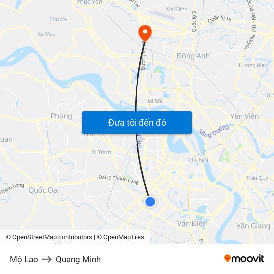 Mộ Lao to Quang Minh map