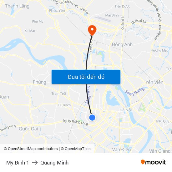 Mỹ Đình 1 to Quang Minh map