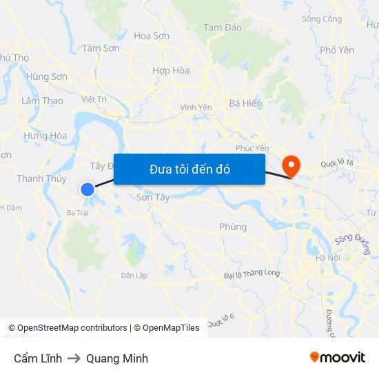 Cẩm Lĩnh to Quang Minh map
