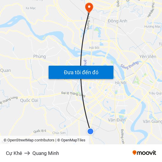 Cự Khê to Quang Minh map