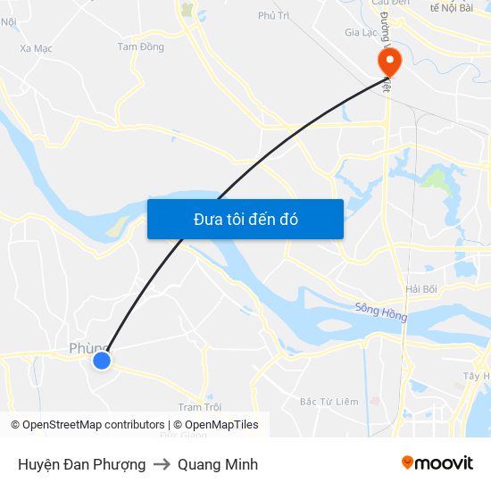 Huyện Đan Phượng to Quang Minh map