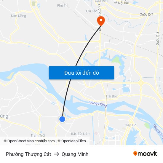 Phường Thượng Cát to Quang Minh map