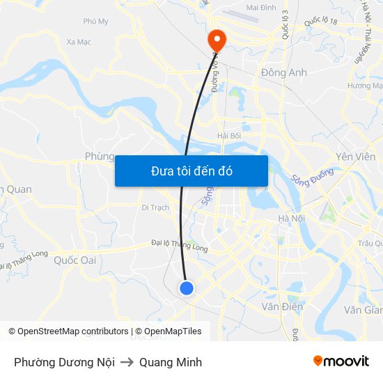 Phường Dương Nội to Quang Minh map
