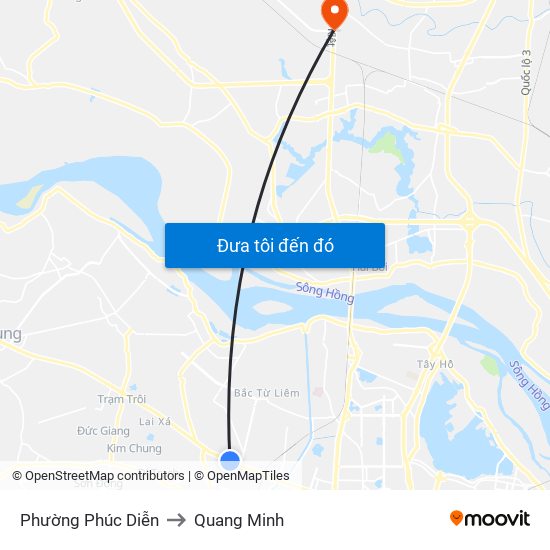Phường Phúc Diễn to Quang Minh map