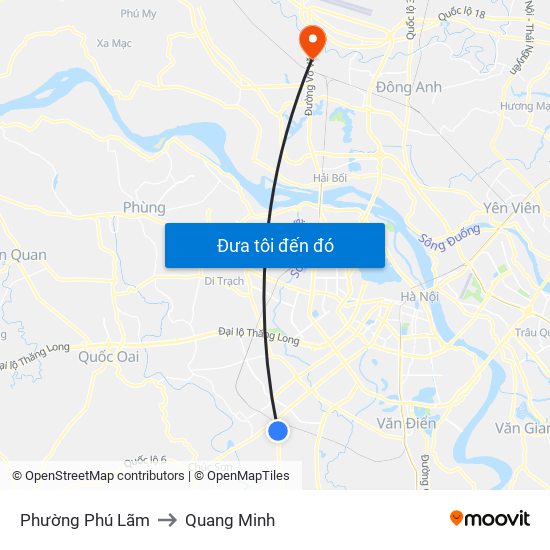 Phường Phú Lãm to Quang Minh map
