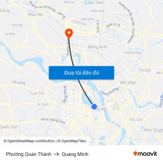 Phường Quán Thánh to Quang Minh map
