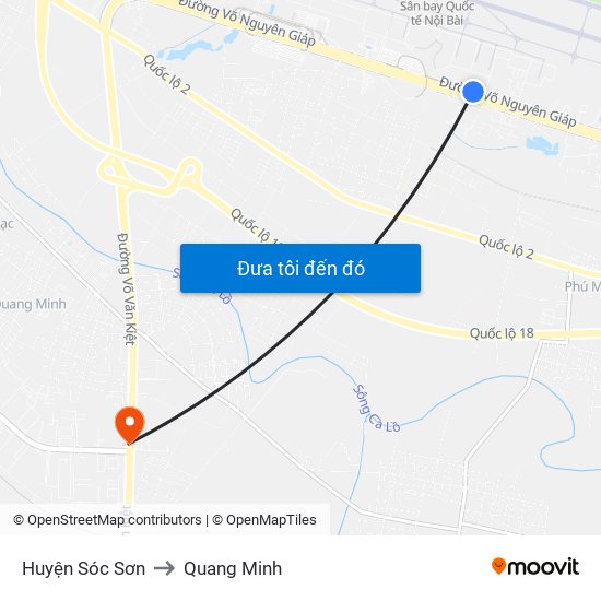 Huyện Sóc Sơn to Quang Minh map