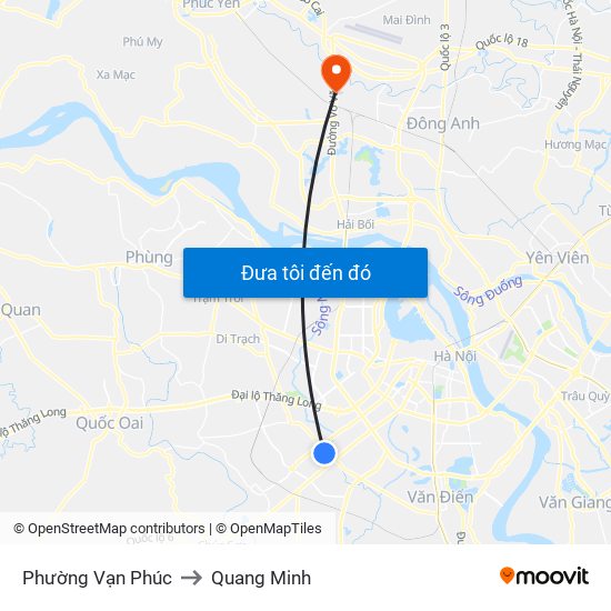 Phường Vạn Phúc to Quang Minh map