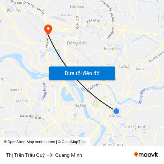 Thị Trấn Trâu Quỳ to Quang Minh map