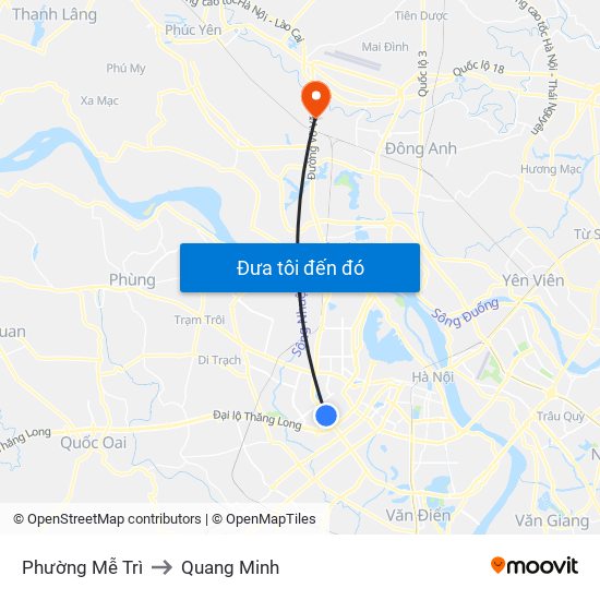 Phường Mễ Trì to Quang Minh map