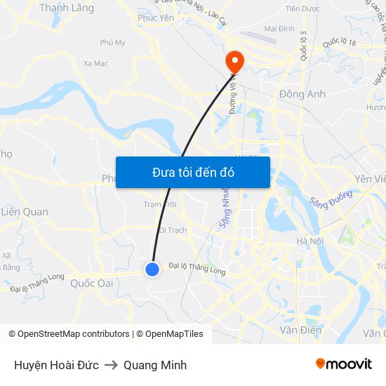 Huyện Hoài Đức to Quang Minh map