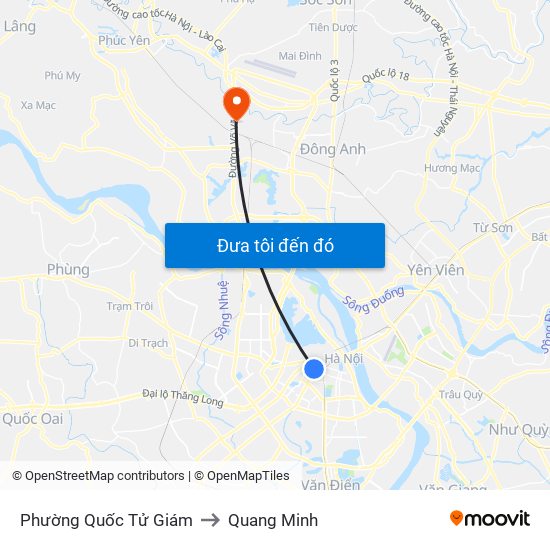 Phường Quốc Tử Giám to Quang Minh map