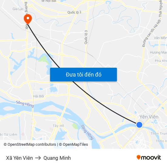 Xã Yên Viên to Quang Minh map