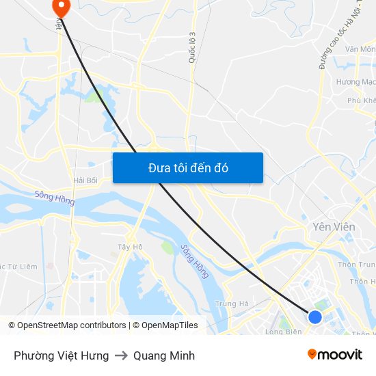 Phường Việt Hưng to Quang Minh map