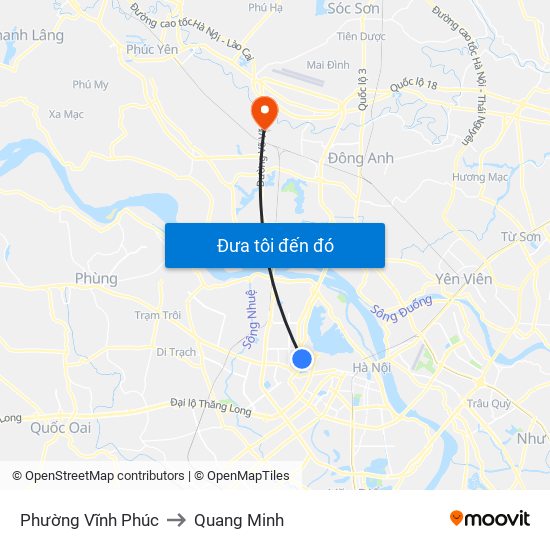 Phường Vĩnh Phúc to Quang Minh map