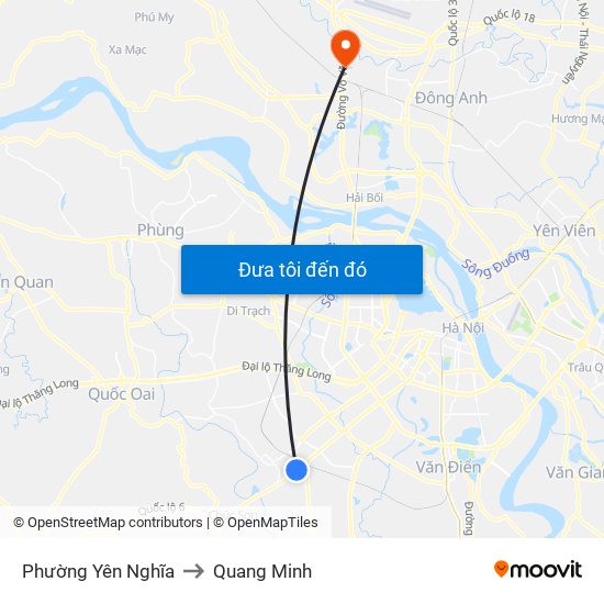 Phường Yên Nghĩa to Quang Minh map