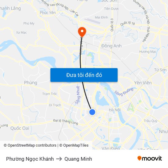 Phường Ngọc Khánh to Quang Minh map