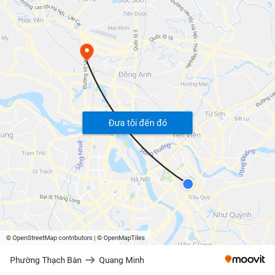 Phường Thạch Bàn to Quang Minh map