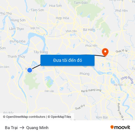 Ba Trại to Quang Minh map