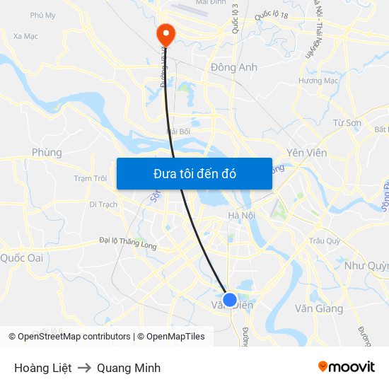 Hoàng Liệt to Quang Minh map