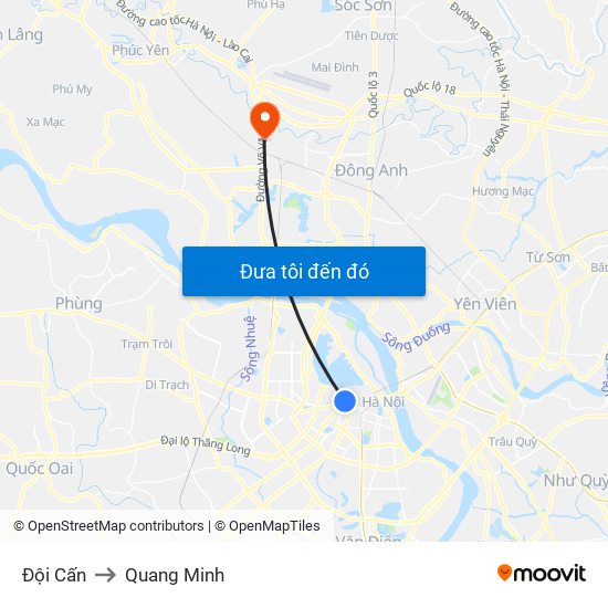 Đội Cấn to Quang Minh map