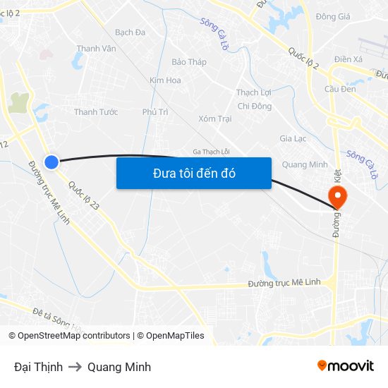Đại Thịnh to Quang Minh map