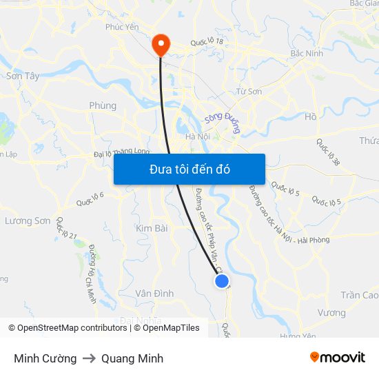 Minh Cường to Quang Minh map