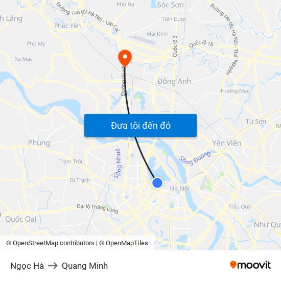 Ngọc Hà to Quang Minh map