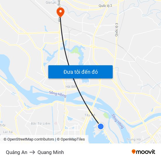 Quảng An to Quang Minh map