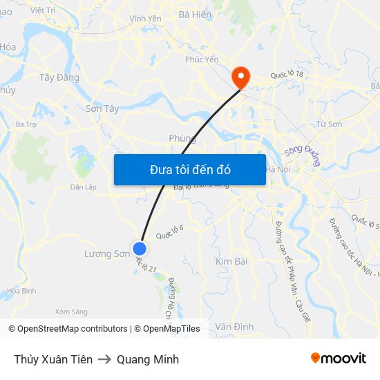 Thủy Xuân Tiên to Quang Minh map