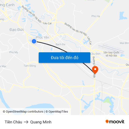 Tiền Châu to Quang Minh map