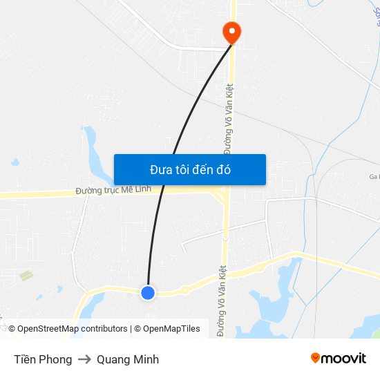 Tiền Phong to Quang Minh map
