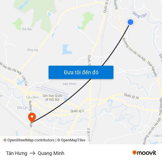 Tân Hưng to Quang Minh map