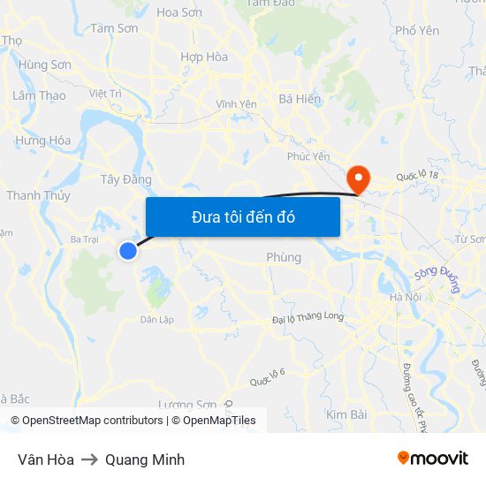 Vân Hòa to Quang Minh map