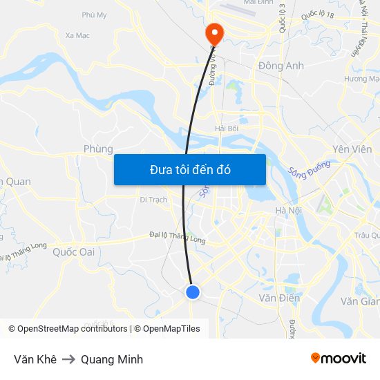 Văn Khê to Quang Minh map